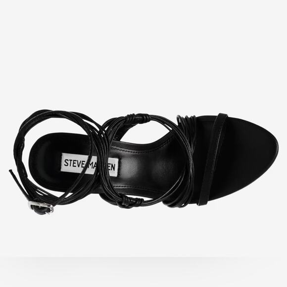 Steve Madden $110 Lele Strappy Sandals Black Leather Size 8 - Picture 4 of 5